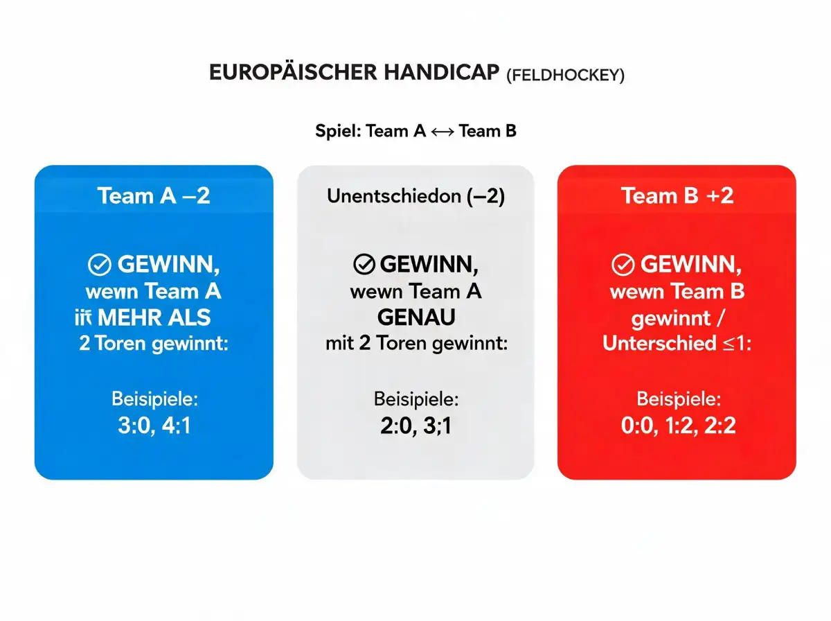Europäisches Handicap im Feldhockey erklärt – feste Handicap-Wettszenarien und Abrechnungsbeispiele