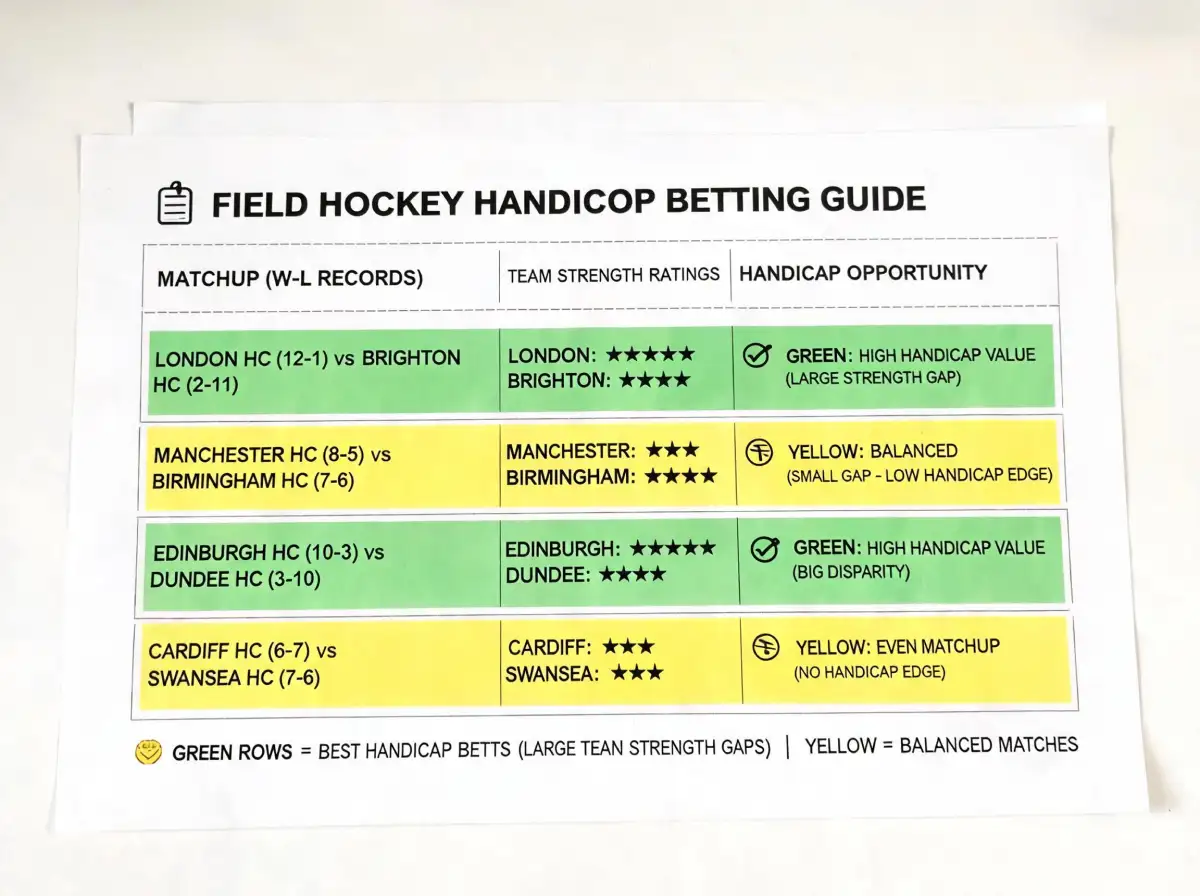 Matchup-Strategie für Handicap-Wetten im Feldhockey – optimale Spielpaarungen für europäisches Handicap
